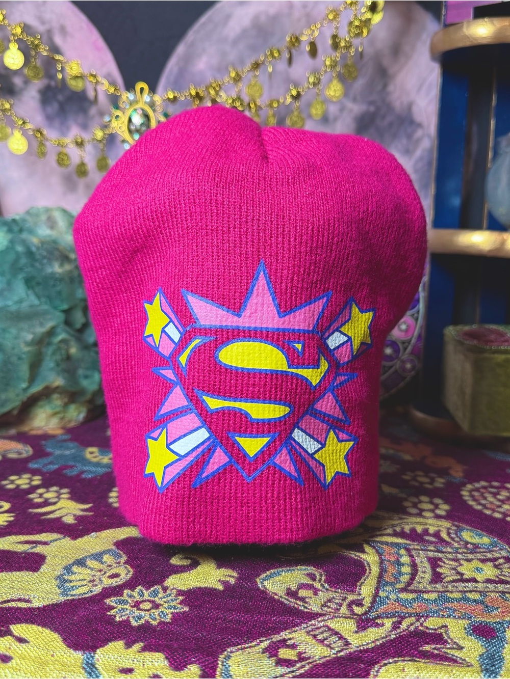 Hot Pink Girls Superman Supergirl Beanie